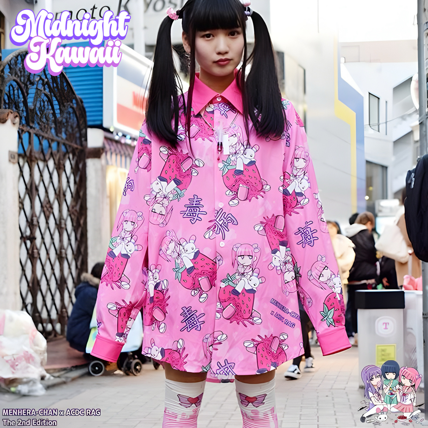 Menhera-chan x ACDC RAG Poison Strawberry Splat Shirt – Pink
