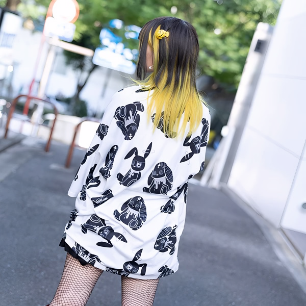 ACDC RAG Bunny Dolls Long T-shirt Black and White