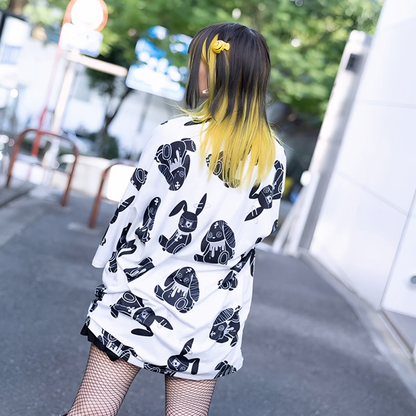 ACDC RAG Bunny Dolls Long T-shirt Black and White