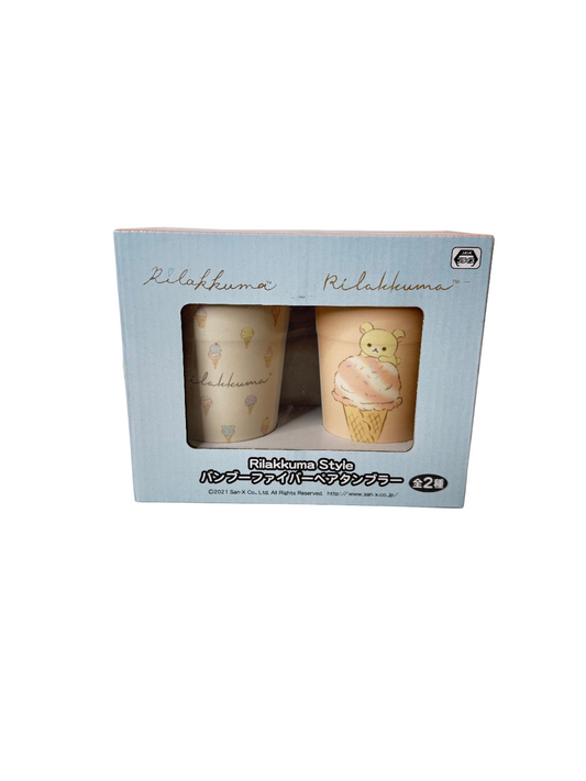 Rilakkuma Ice Cream Bamboo Tumbler Set – 2-Pack Eco Cups (San-X Official)