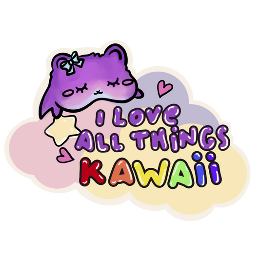 I Love All Things Kawaii Momo Mascot Sticker