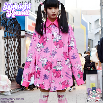 Menhera-chan x ACDC RAG Poison Strawberry Splat Shirt – Pink