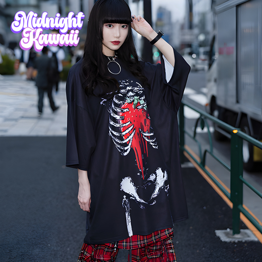 ACDC RAG Strawberry Skeleton Huge T-Shirt