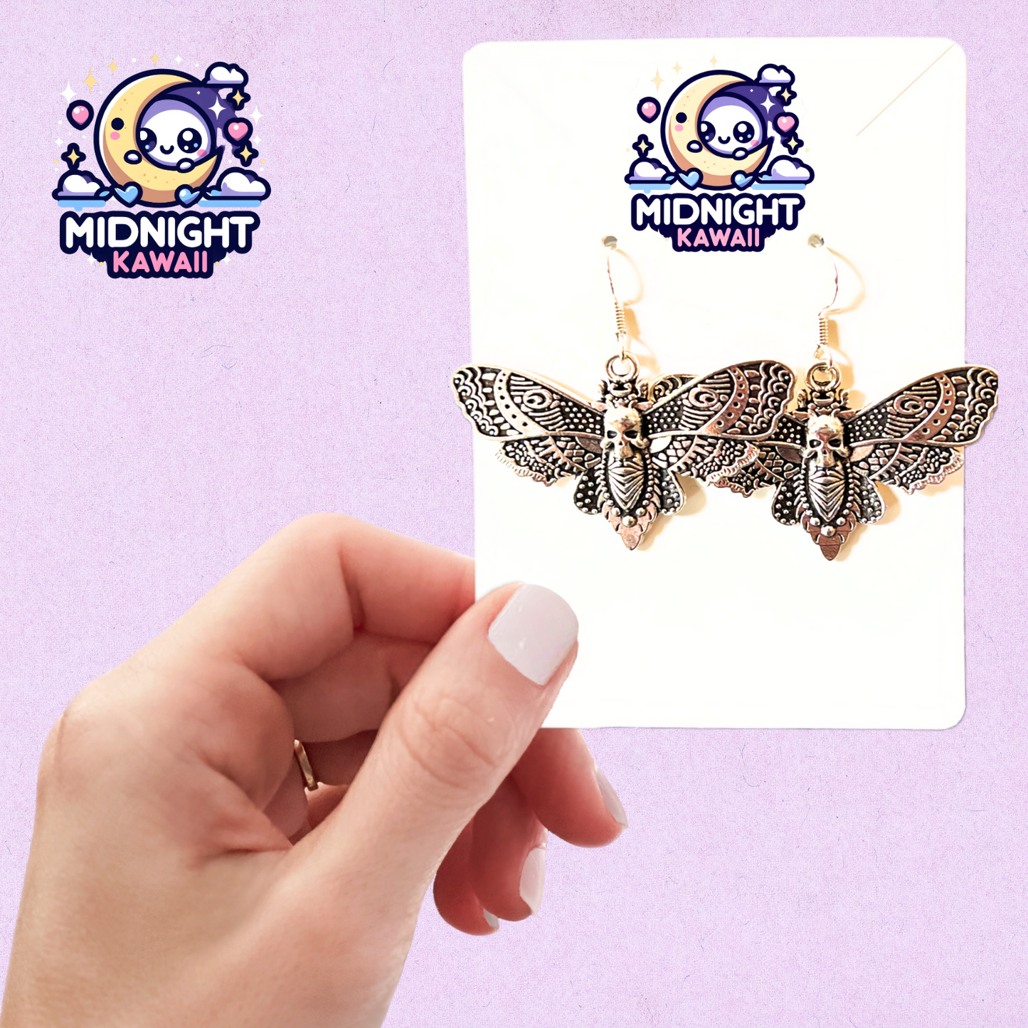 Gothic Moth Enamel Earrings