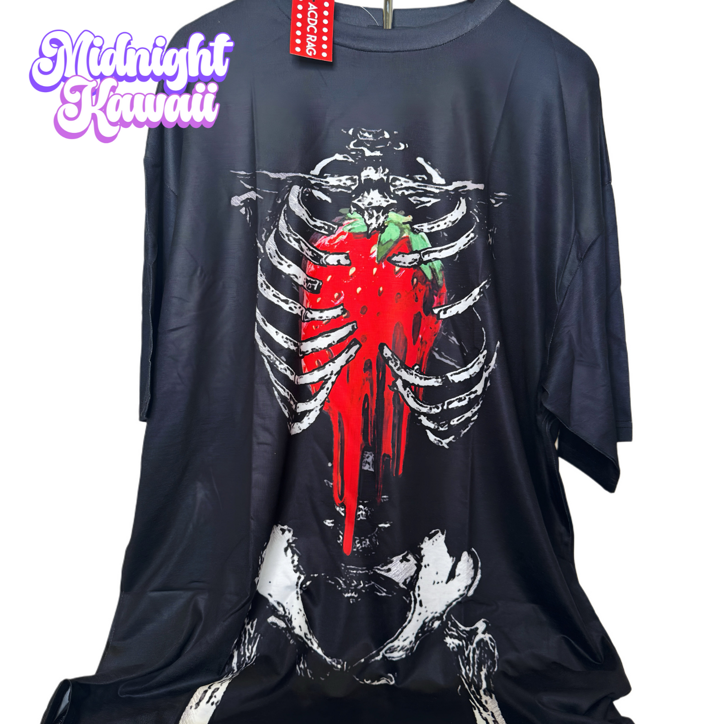 Strawberry Skeleton Huge T-Shirt – Oversized Unisex Tee