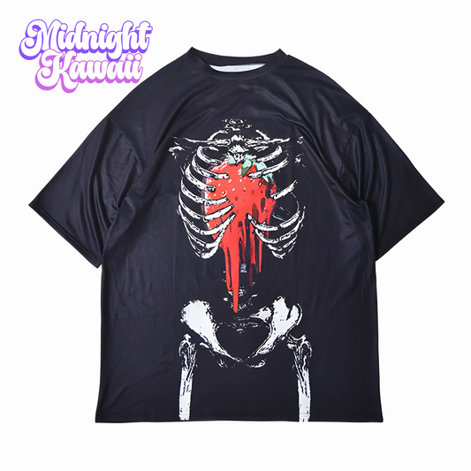 Strawberry Skeleton Huge T-Shirt – Oversized Unisex Tee