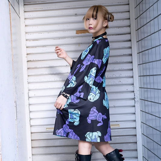 ACDC RAG Bunny Dolls Long T-shirt Black, Purple and Teal