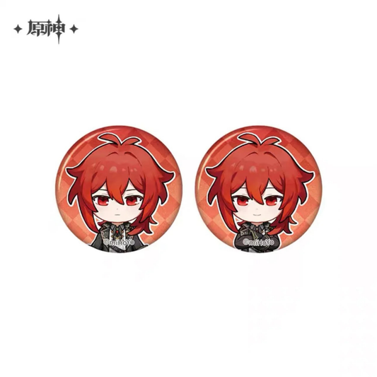 Genshin Impact Diluc Chibi Expression Round Can Badge Set Official miHoYo