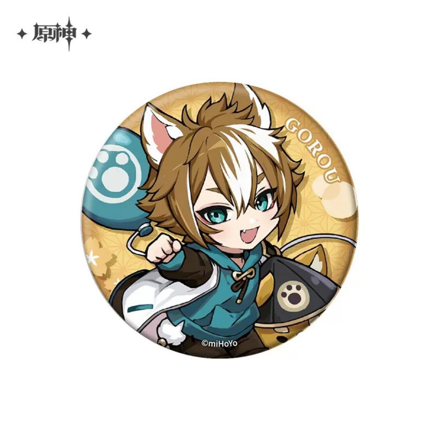Genshin Impact Gorou Chibi Action Button Badge Anime Pin