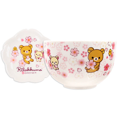 Rilakkuma Sakura Ceramic Bowl – White Cherry Blossom Edition (San-X Official)