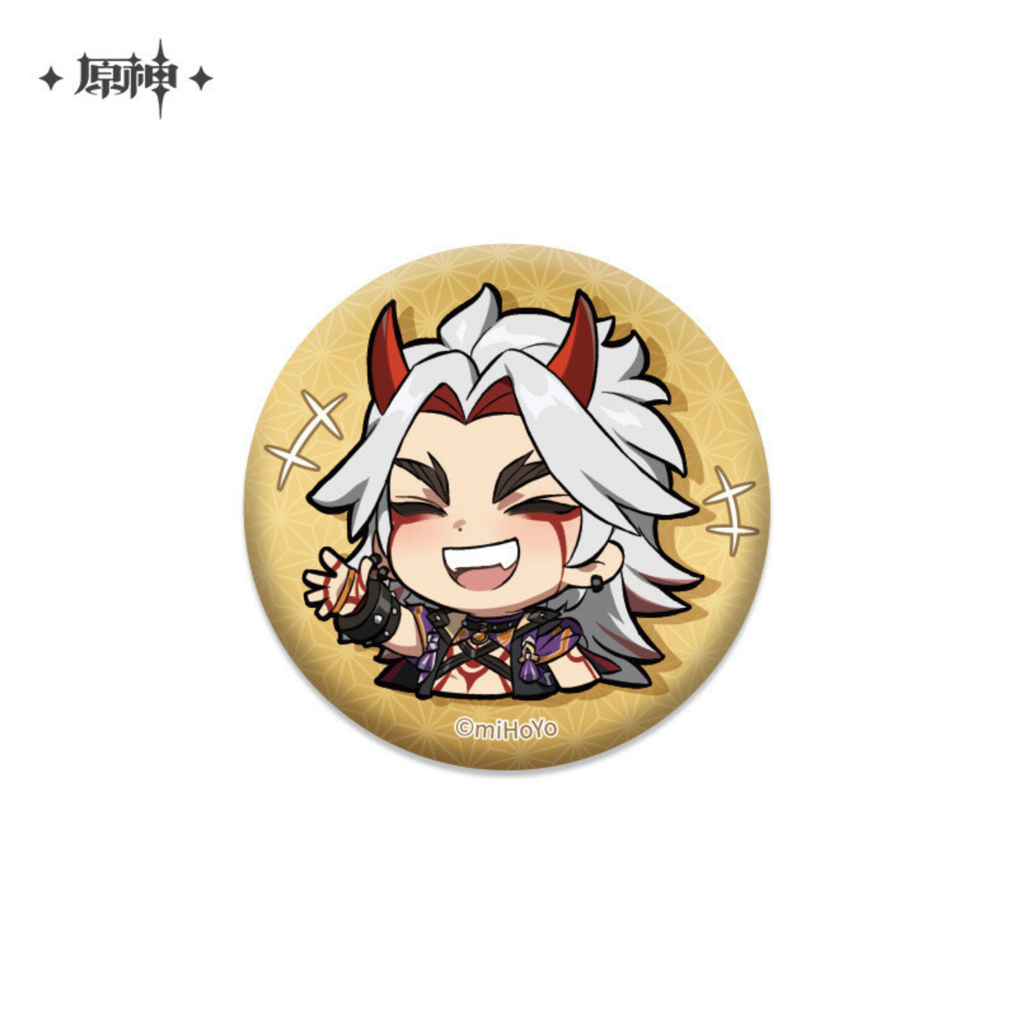 Arataki Itto Chibi Smile Badge – Genshin Impact Official Pin (58mm)