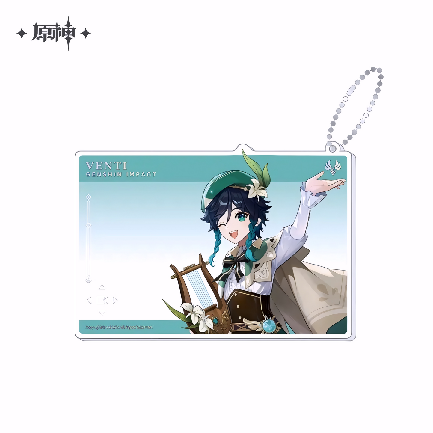 Official Genshin Impact 3rd Anniversary Celebration Series Venti Acrylic Photo Card Keychain – 120mm
