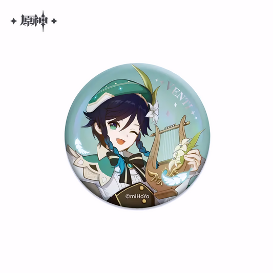 Official Genshin Impact Venti Wish Banner Series Holographic Metal Can Badge – 58mm – miHoYo